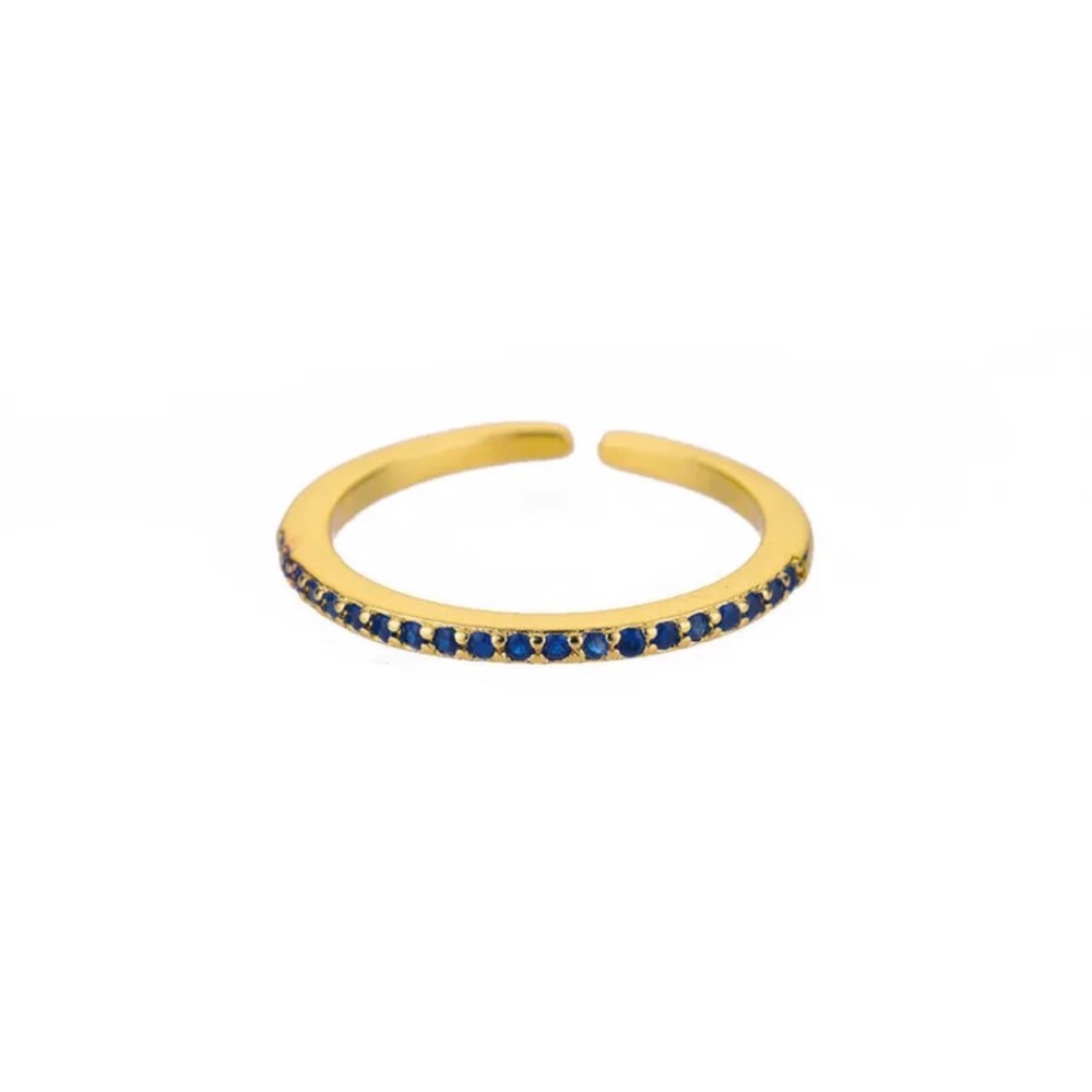 Gold PVD Coated Blue Pavé Open Band Ring